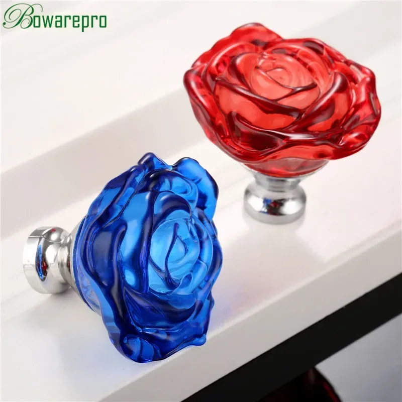 Furniture Hardware Restoration - Bowarepro 50MM cristal Rose verre poignée